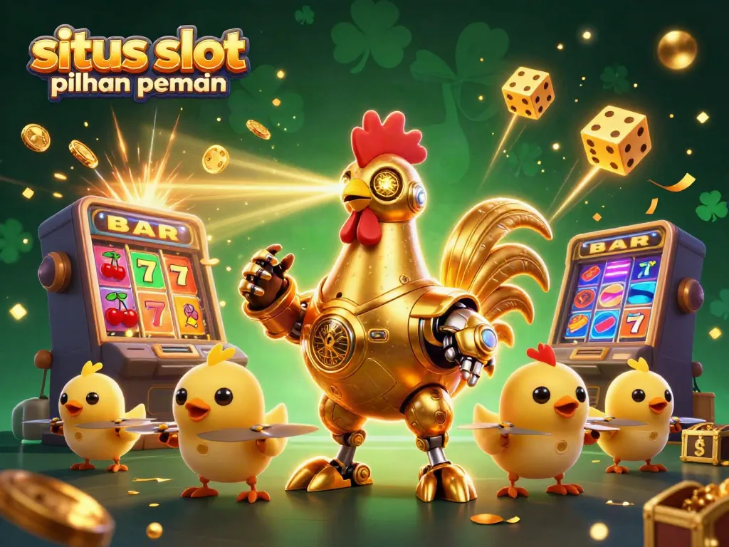 Menangkan jackpot di situs slot pilihan pemain dengan grafik menarik dan robot berwarna emas.