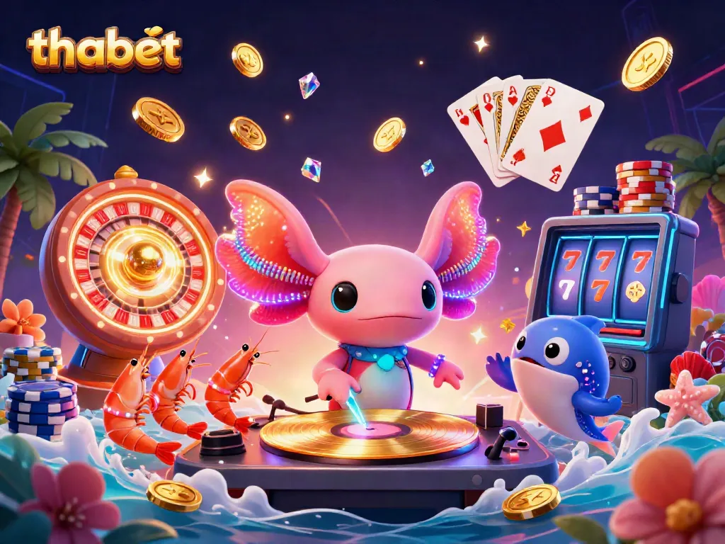 Engage with thabet's vibrant casino experience featuring neon characters and dynamic game elements.