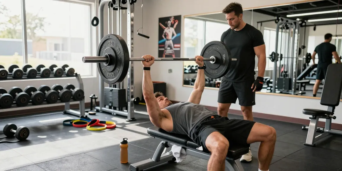 Prime Pharma Steroide, die im Training in einem modernen Fitnessstudio von einem fokussierten Athleten beim Gewichtheben verwendet werden.