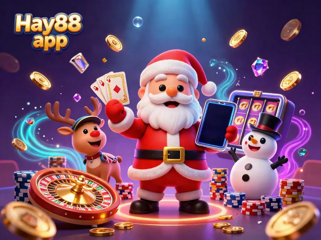 Engage with the Hay88 app as Santa Claus and friends enjoy a festive casino adventure full of jackpots and excitement.