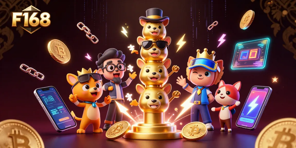 Play slots and win big at F168 with an engaging 3D cartoon casino scene.