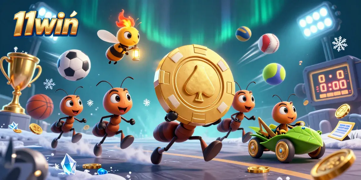Experience thrilling action with 11win and cartoon ants in a dynamic casino heist.