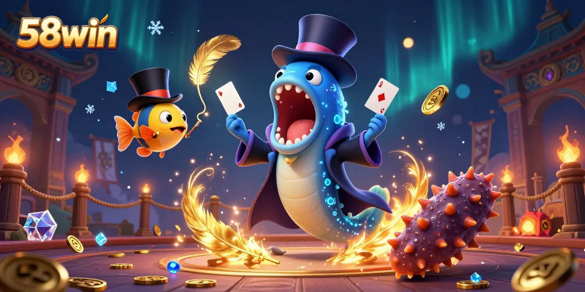 Engage in thrilling magic acts featuring 58win's unique casino characters performing card tricks.