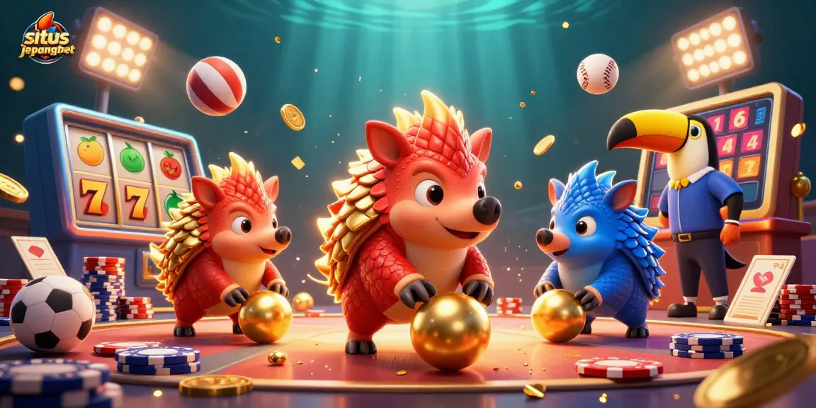 Engage in thrilling action at situs jepangbet with colorful pangolins rolling through vibrant slot game elements.