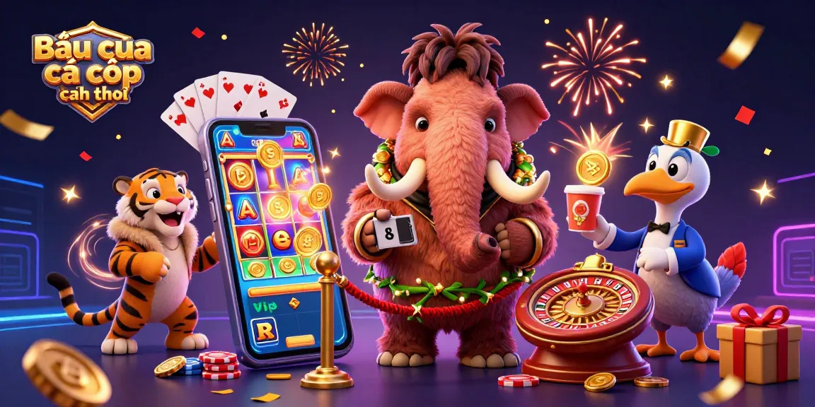 Play Bầu cua cá cọp cách chơi with a colorful active casino illustration featuring unique characters.