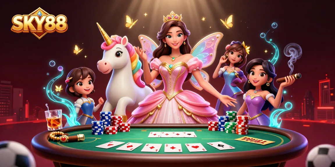 Experience the excitement of SKY88 with vibrant casino-themed visuals and engaging gameplay elements.