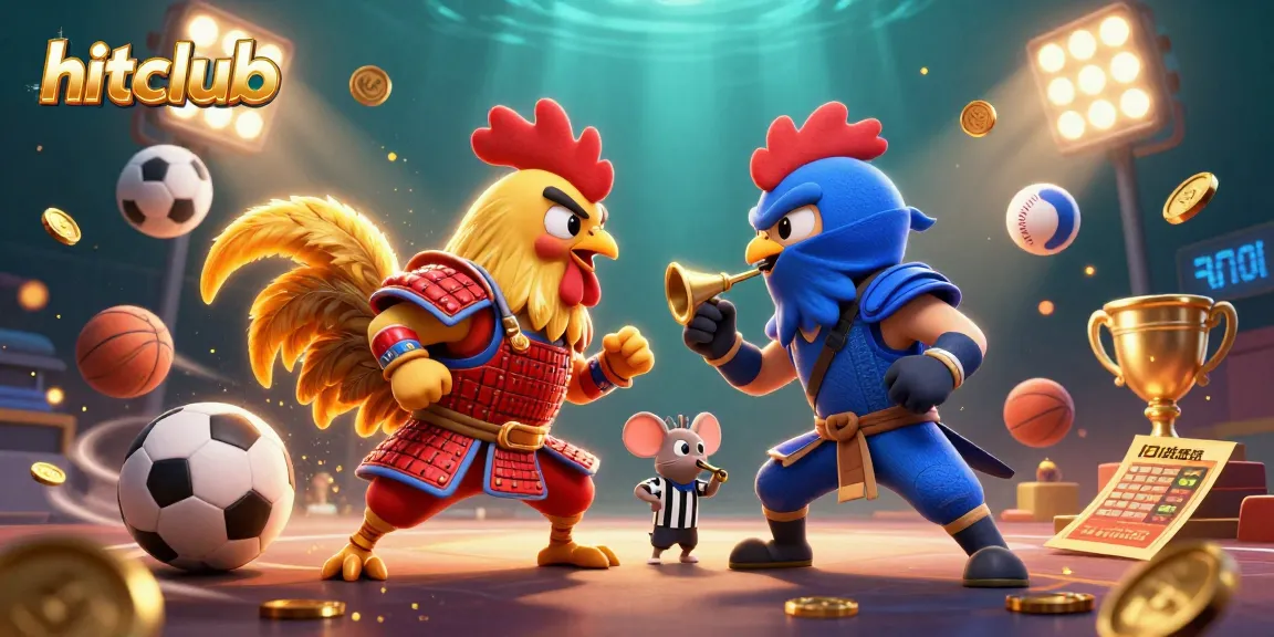 Hitclub showcases an epic showdown between samurai and ninja roosters amidst dynamic gambling elements.