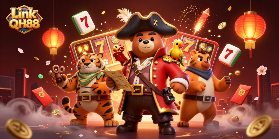Experience vibrant action and excitement with Link QH88 through this dynamic 3D casino scene.