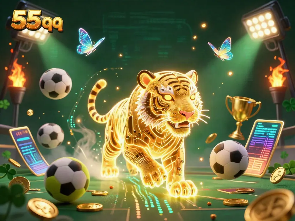 Experience the thrilling dynamics of gaming with 55 qq's vibrant casino illustration featuring a golden tiger.