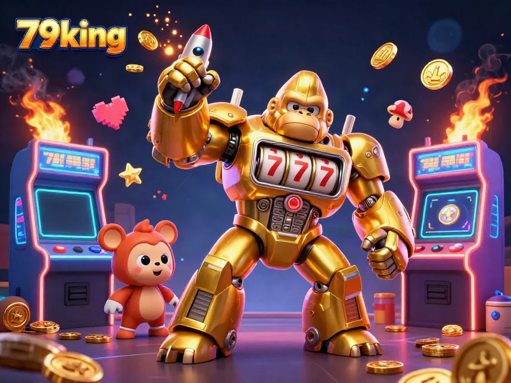 Experience the excitement of 79king with a golden gorilla mech symbolizing online gaming wins.