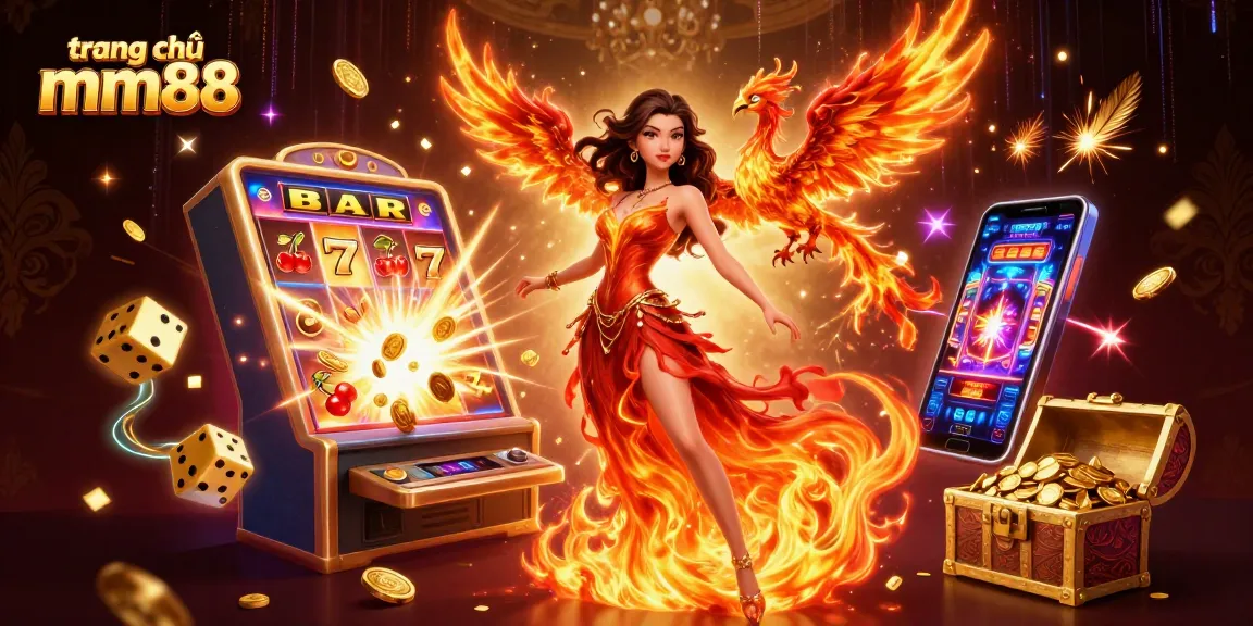Experience the excitement of the trang chủ mm88 with vibrant casino elements and a fiery animated ambiance.