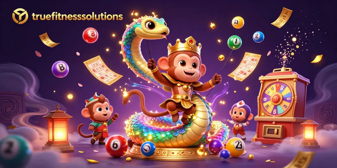 Join the excitement of gaming at truefitnesssolutions with a vibrant 3D scene of dynamic characters and colorful lottery elements.