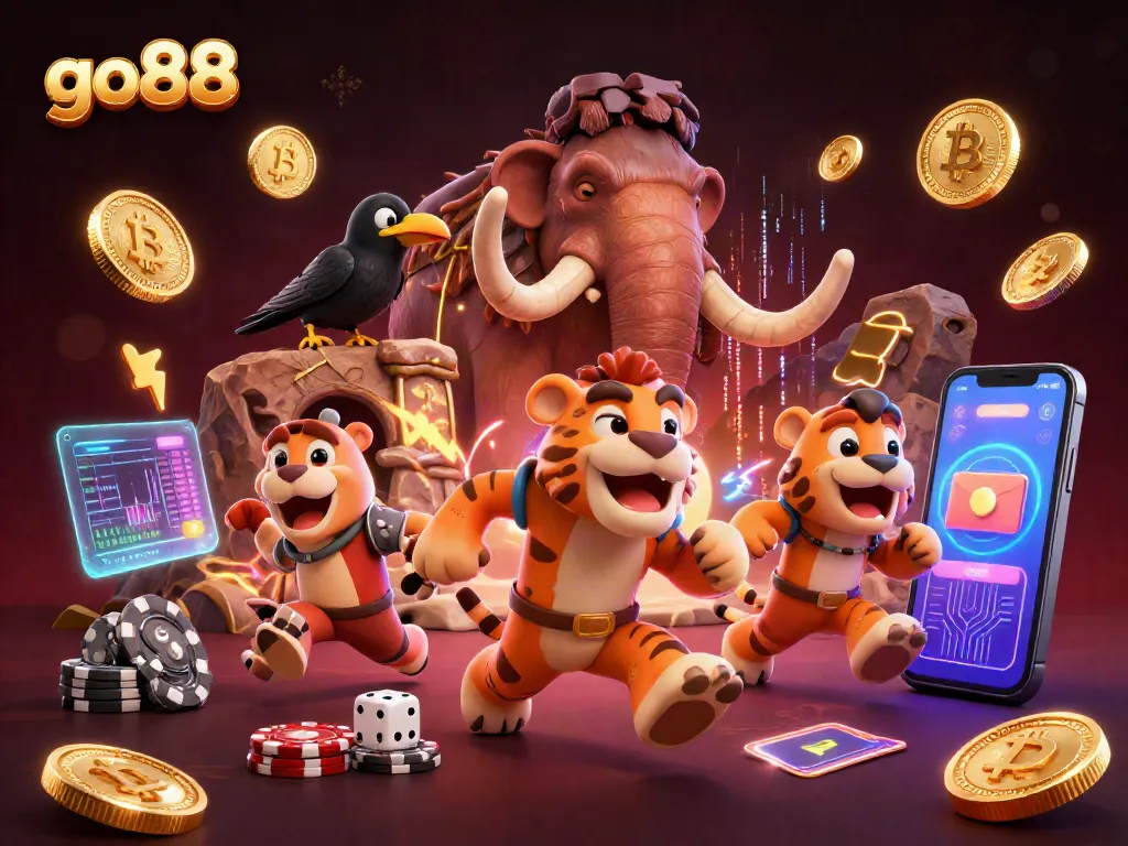 Trải nghiệm sòng bạc GO88 với hình ảnh các thú tiến hóa, tiền điện tử và trò chơi phong phú.