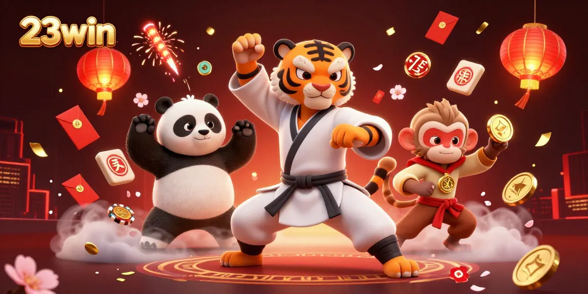 Experience the thrill of 23win casino gaming with vibrant characters and dynamic elements in a 3D scene.