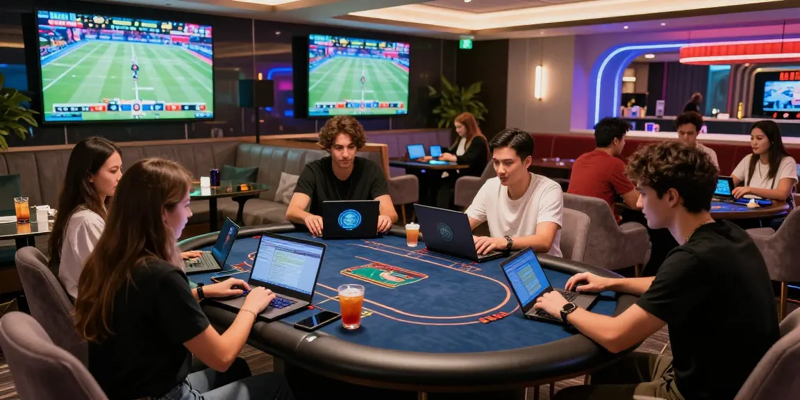 Experience the excitement of LC88 casino with friends at a vibrant gaming lounge.