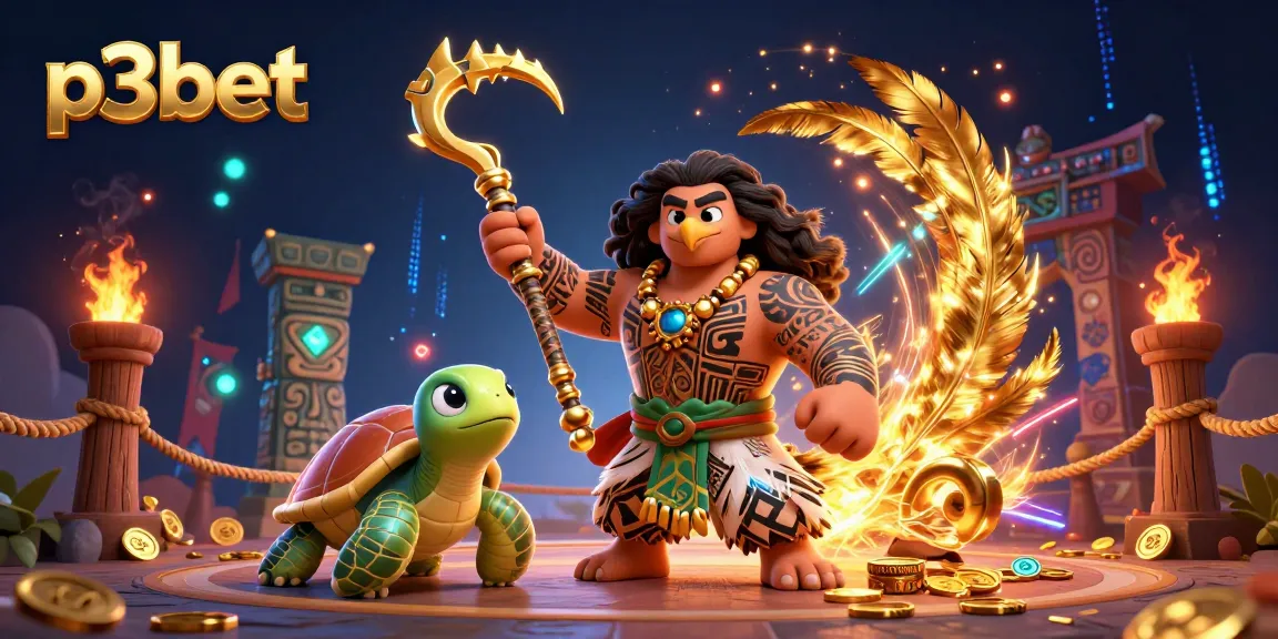 Experience excitement with P3BET, where Polynesian characters and casino elements combine in a magical scene.
