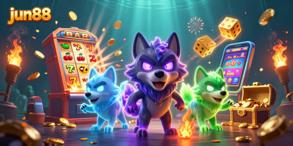 Experience thrilling gambling action with jun88 in this vibrant 3D casino scene featuring a jackpot explosion.