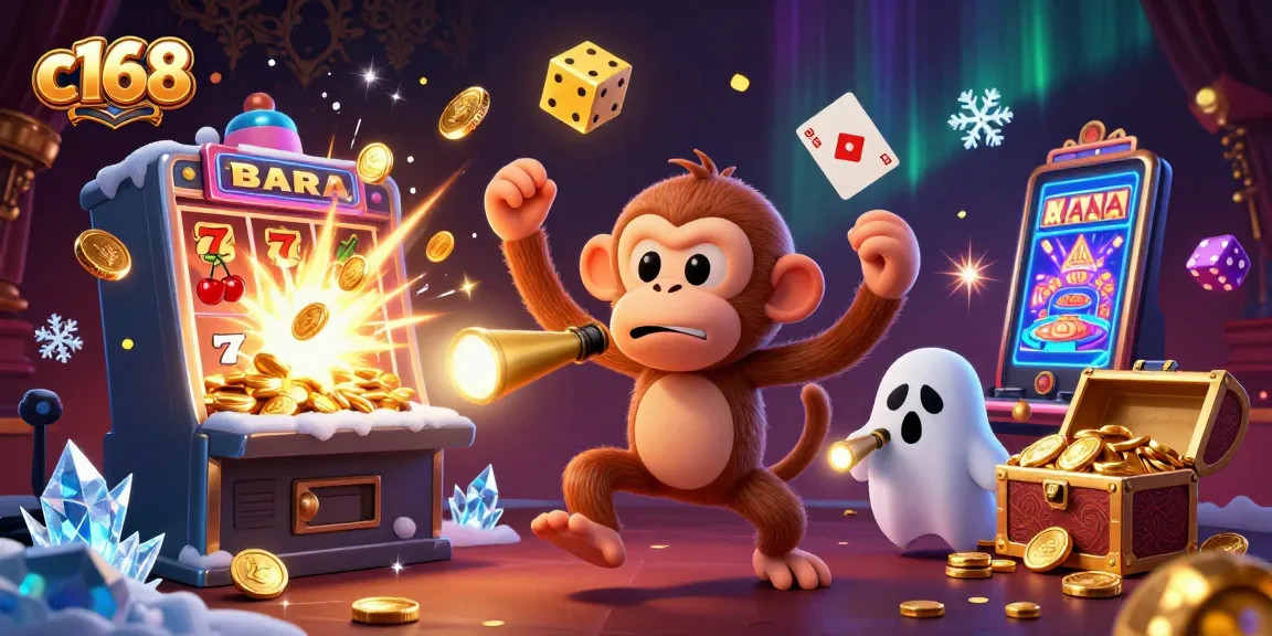 Experience thrilling gameplay at c168 with a poltergeist monkey revealing jackpot surprises in a haunted casino.