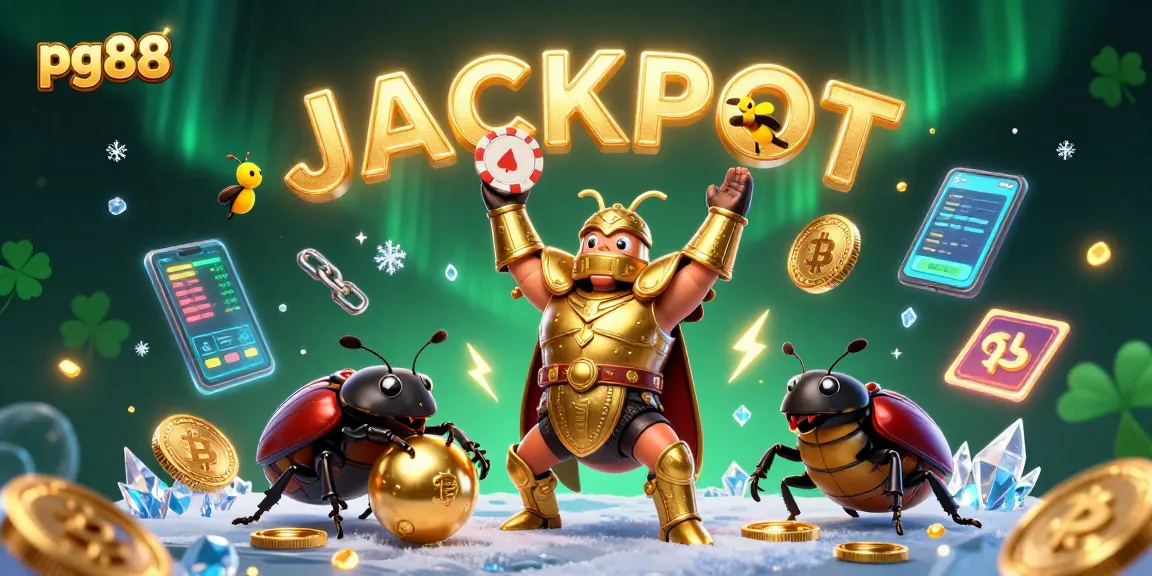 Win big with pg88’s vibrant 3D casino scene featuring beetles and crypto coins!