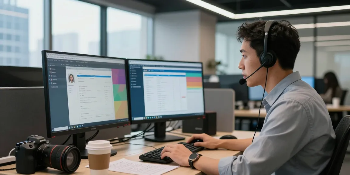 Customer service representative assisting clients with Telus-Technical-Support in a modern tech setup.