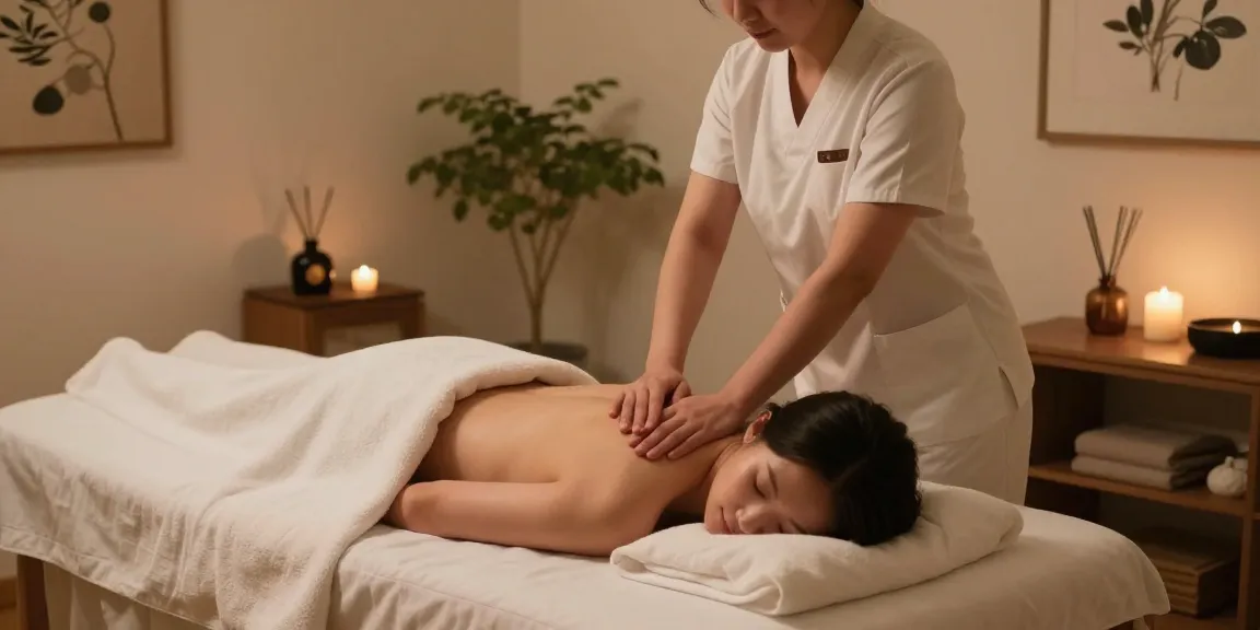 Relaxing 서울출장마사지 session in serene spa setting with ambient lighting.