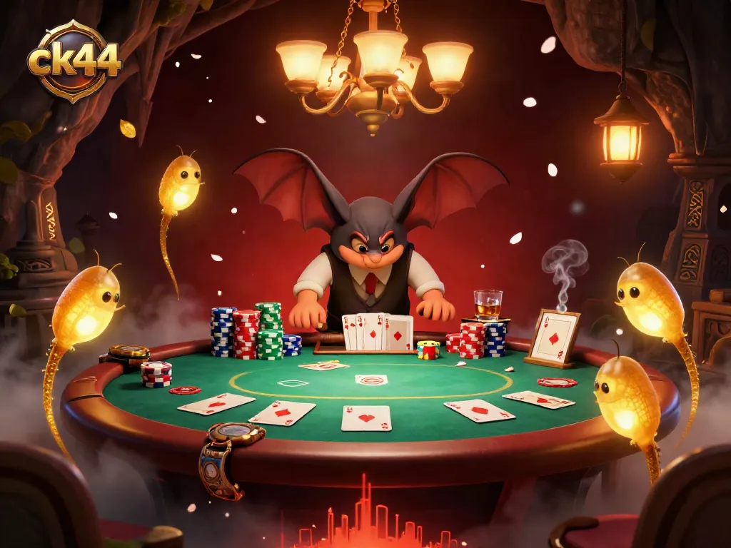 Experience lively poker action with ck44 glowworms lighting the casino scene, enriching the gambling atmosphere.