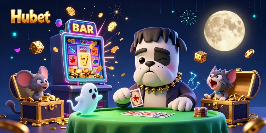 Experience Hubet's thrilling cartoon casino action with vibrant 3D characters and dynamic game elements.