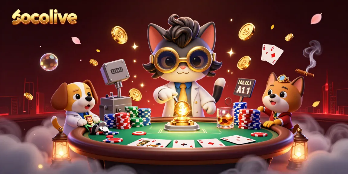 Socolive enhances the gaming experience with lively 3D cartoon characters and engaging poker elements.