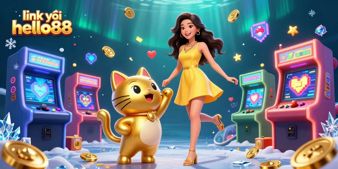 Experience the excitement of link vào hello88 with vibrant 3D casino elements and a cheerful character interaction.