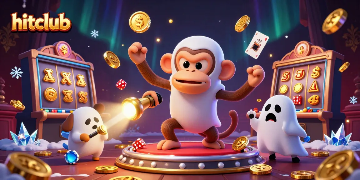 hitclub's thrilling illustration of a mischievous monkey juggling gold in a vibrant casino environment.