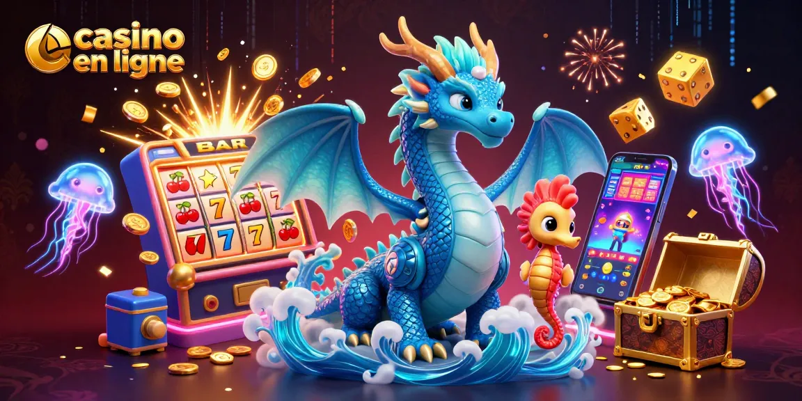 Admirez le dragon d'eau et son chevalier dans un casino en ligne coloré