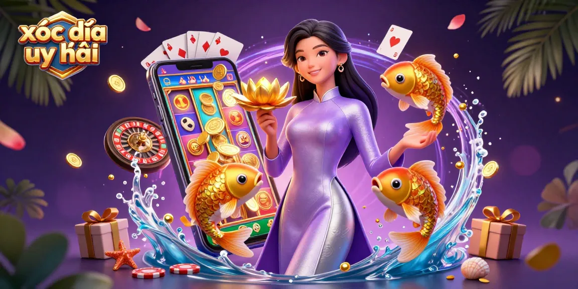 Experience xóc đĩa uy tín with vibrant gaming elements and immersive Asian imagery.