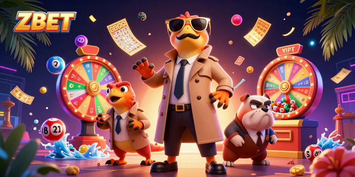 ZBET captivates with raptors disguised as players attempting to enter a casino lounge, surrounded by dynamic lottery elements.