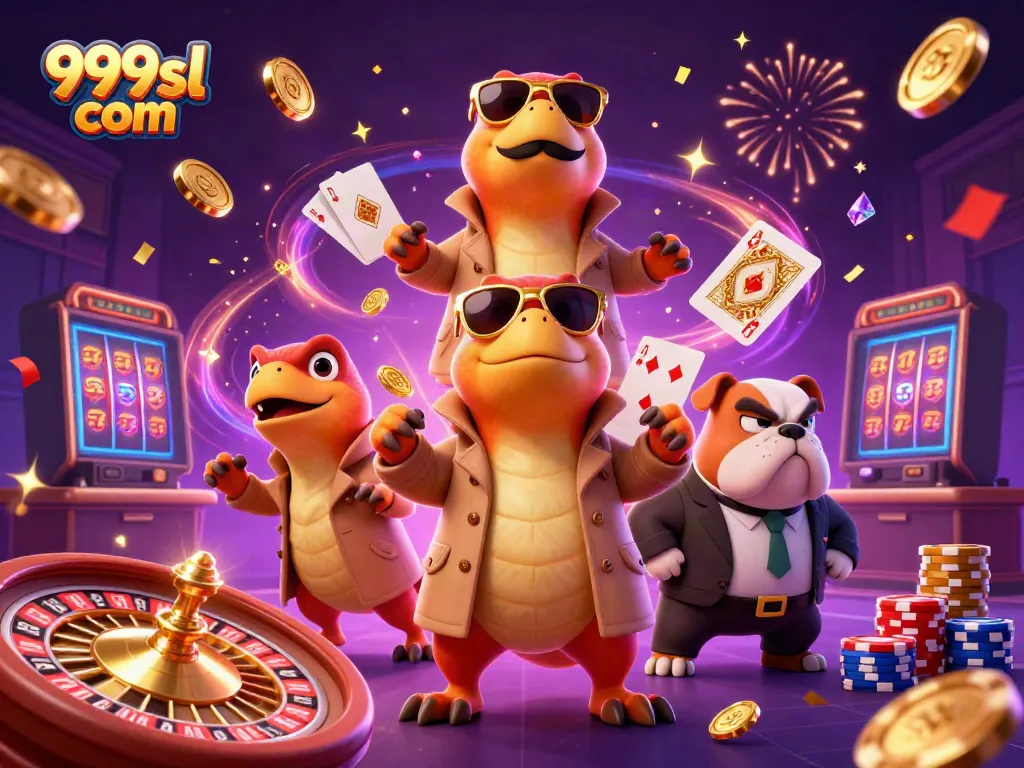Engage in gaming excitement with 999sl com as raptors in disguise attempt VIP entry at a casino.