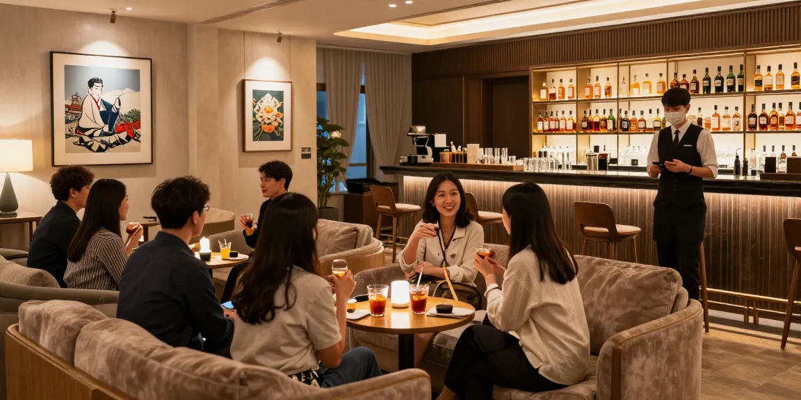강남블랜딩쩜오의 고급스러운 시설과 분위기에서 고객이 즐거운 시간을 보내고 있는 장면