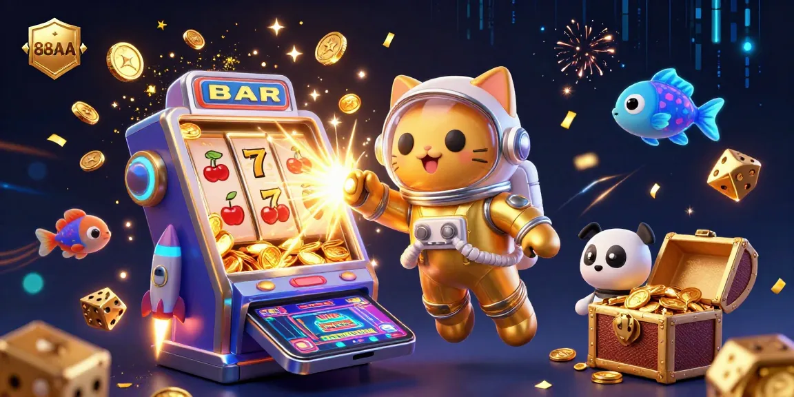 Experience the thrilling excitement of 88AA's casino games with a vibrant jackpot scene featuring animated slot elements.