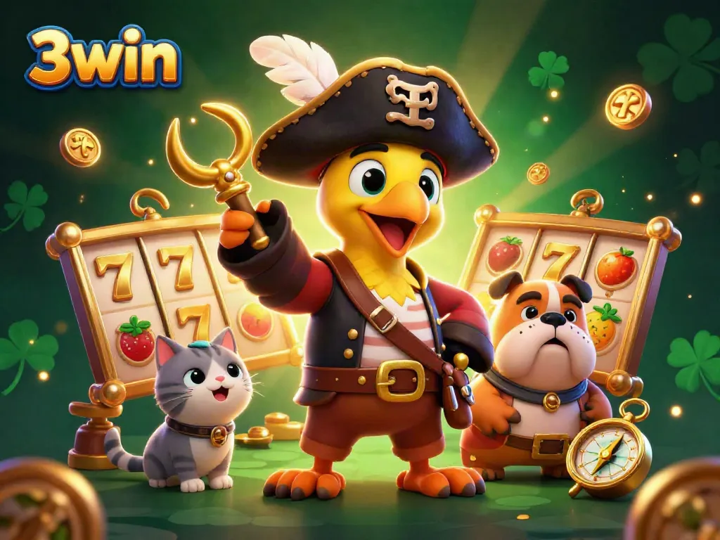 Immerse in thrilling gaming with 3win's pirate-themed slot adventure featuring vibrant reels and lucky symbols