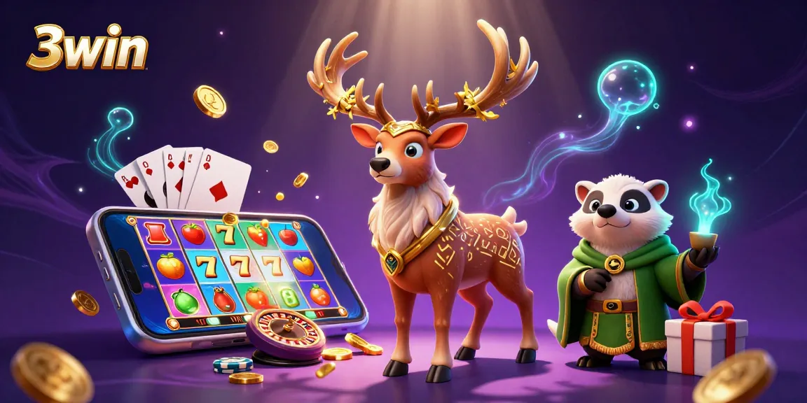 Engage in thrilling gameplay with 3win, featuring a magical casino scene bursting with excitement.