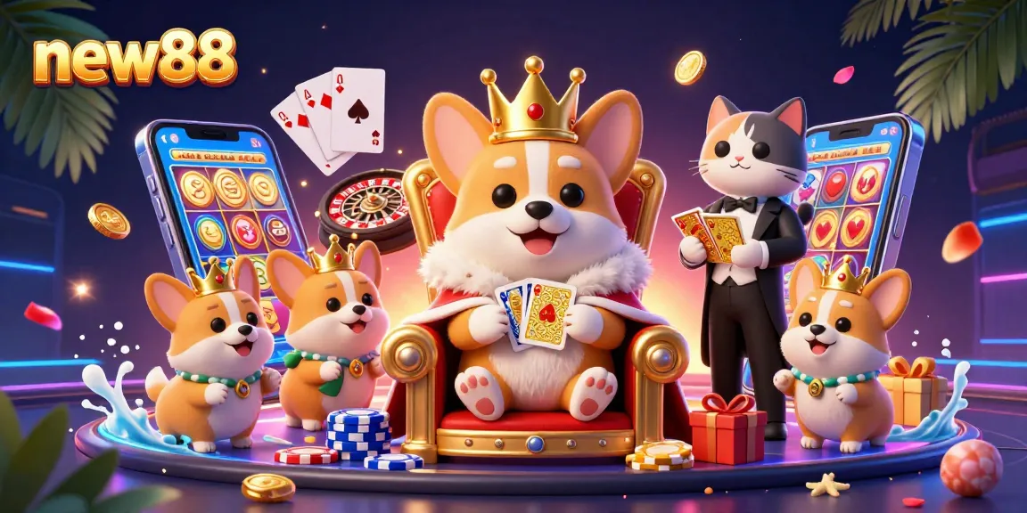 Experience exhilarating gaming moments with new88 at this vibrant casino-themed illustration!