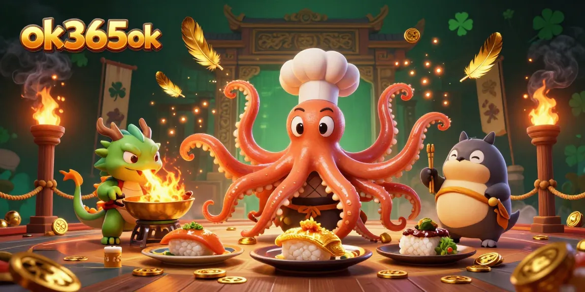 Spin the reels with the fun characters at ok365ok while enjoying a colorful casino scene.