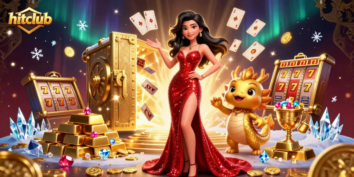 Experience the thrill of hitclub with a stunning casino illustration featuring an elegant woman and dynamic gaming elements.
