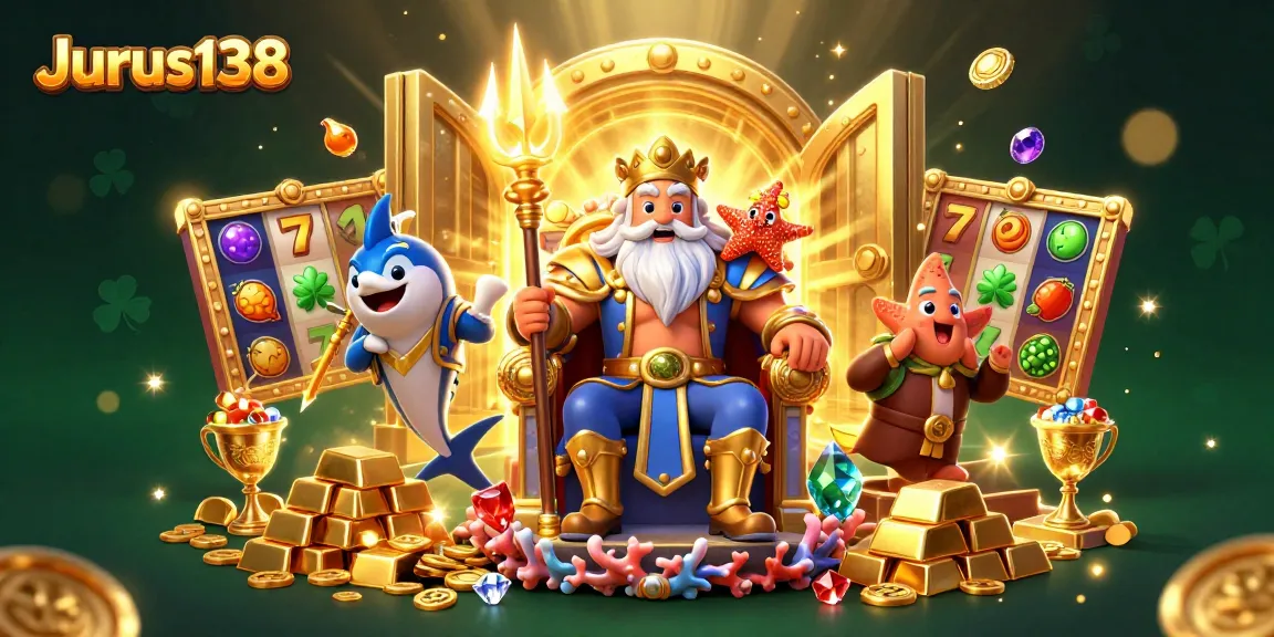 Engage in thrilling gameplay with Jurus138, showcasing Neptune and treasures with dynamic slot elements.