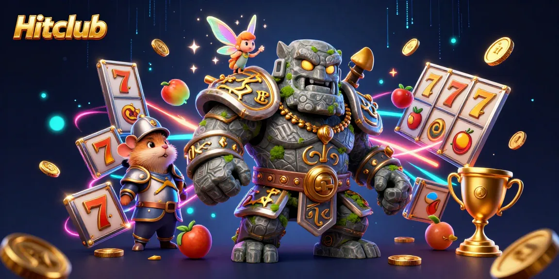 Win big at Hitclub with an enchanting 3D scene of a magical golem and friends.