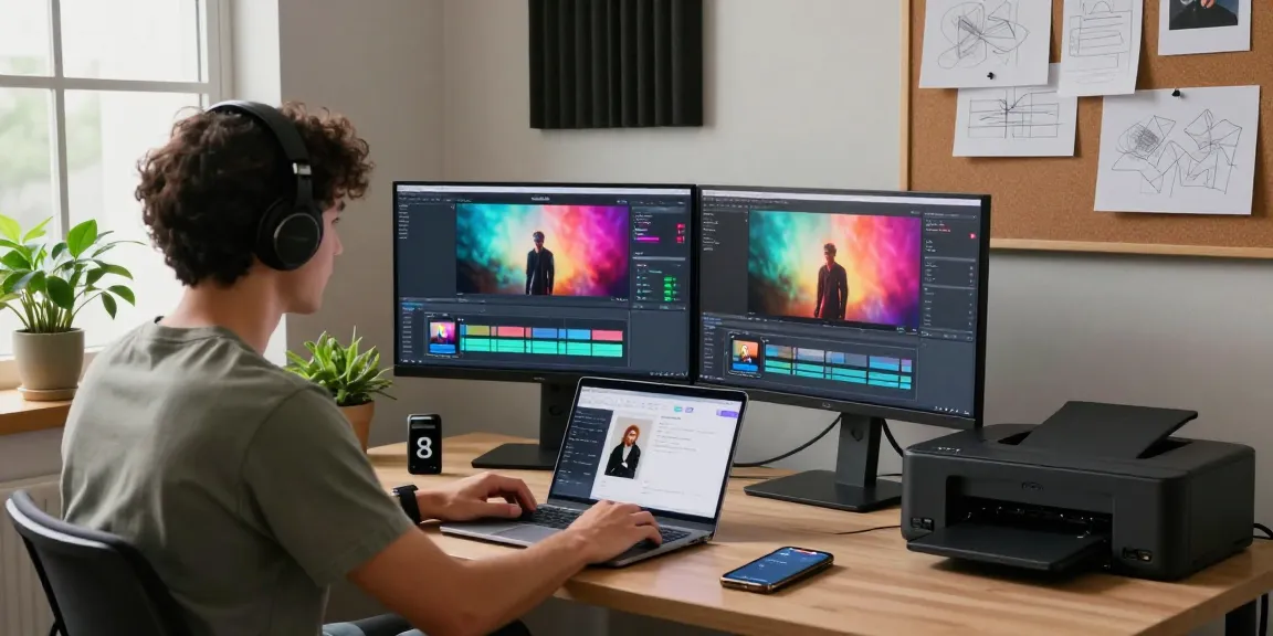 Content creator using ai seedance 2.0 in a modern video production studio.