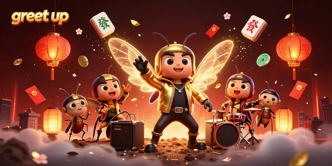 Engage with the vibrant gambling world at greet up featuring a rock star cicada in a casino atmosphere.