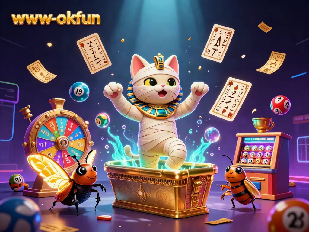 Experience thrilling slots and jackpots at www-okfun with vibrant casino elements and iconic characters.