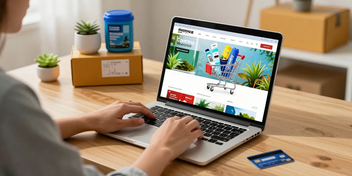 Pond expert near me selection of pond maintenance products in online shopping experience on digital marketplace.