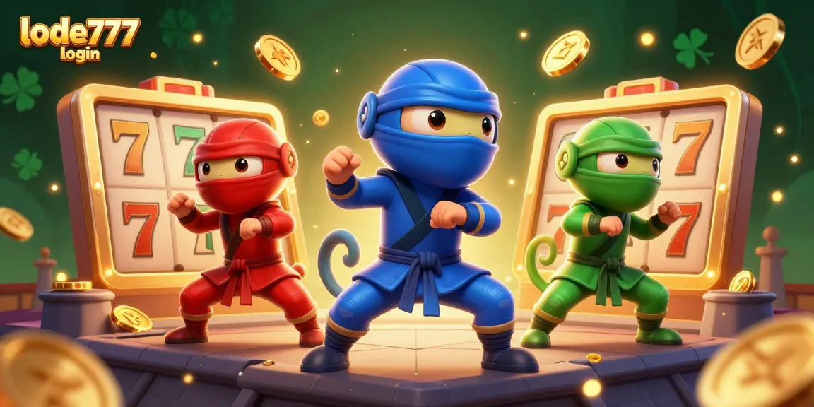 Experience exciting gameplay with lode777 login, featuring dynamic slot reels and animated golden coins.