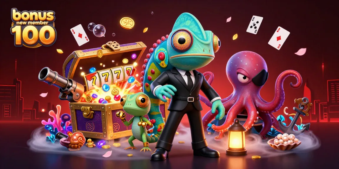 Spin the reels at a thrilling casino with bonus new member 100 offer amidst colorful gems and vibrant characters.