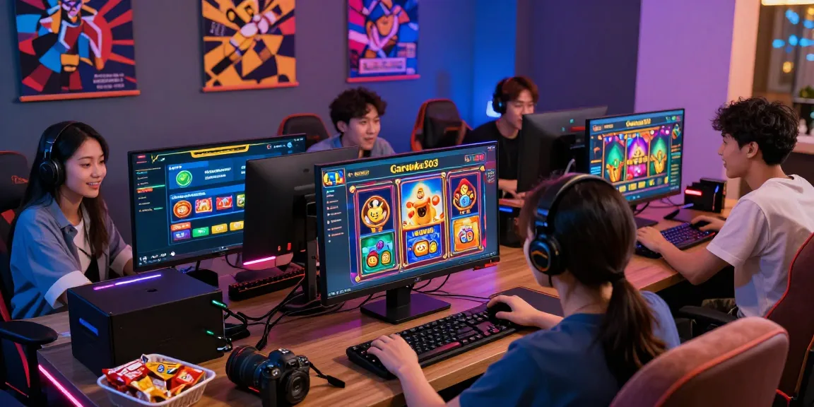 Engaged players enjoying Garuda303 online slot games in a vibrant gaming environment.